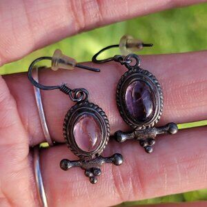 Bohemian vintage light purple pools of light style solid 925 sterling silver ear